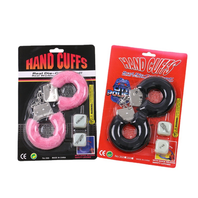 Factory Direct Sales Adult Sexy Four-Piece Plush Handcuffs Blindfold Dice Feather Combination Couple Flirting Supplies