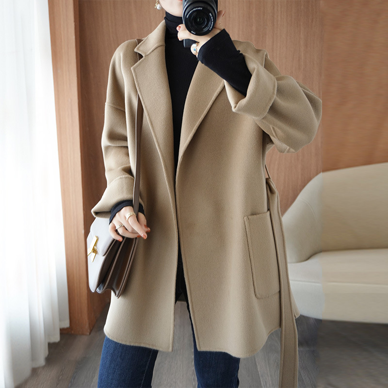 气质款西装领双面羊毛大衣女韩版2023秋冬新款小个子双面羊毛外套