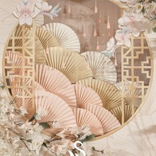 婚庆折纸扇婚礼纸扇花纸造型装饰路引花纸雕道具用品现场布置道具