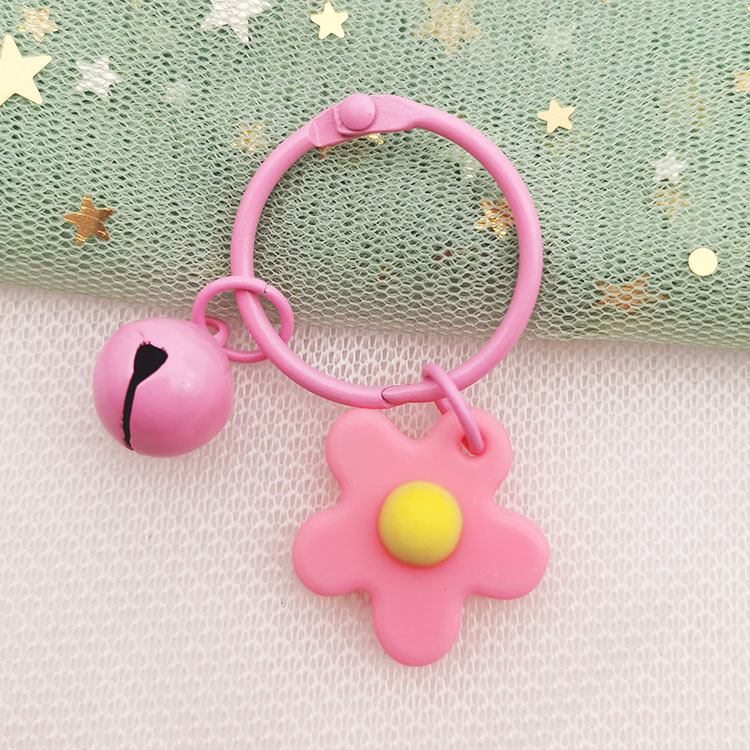 Small Gift Korean Style Chic Elegant Color Soft Rubber Little Flower Bell Key Buckle Key Ring Women's Bag Bag Hanging