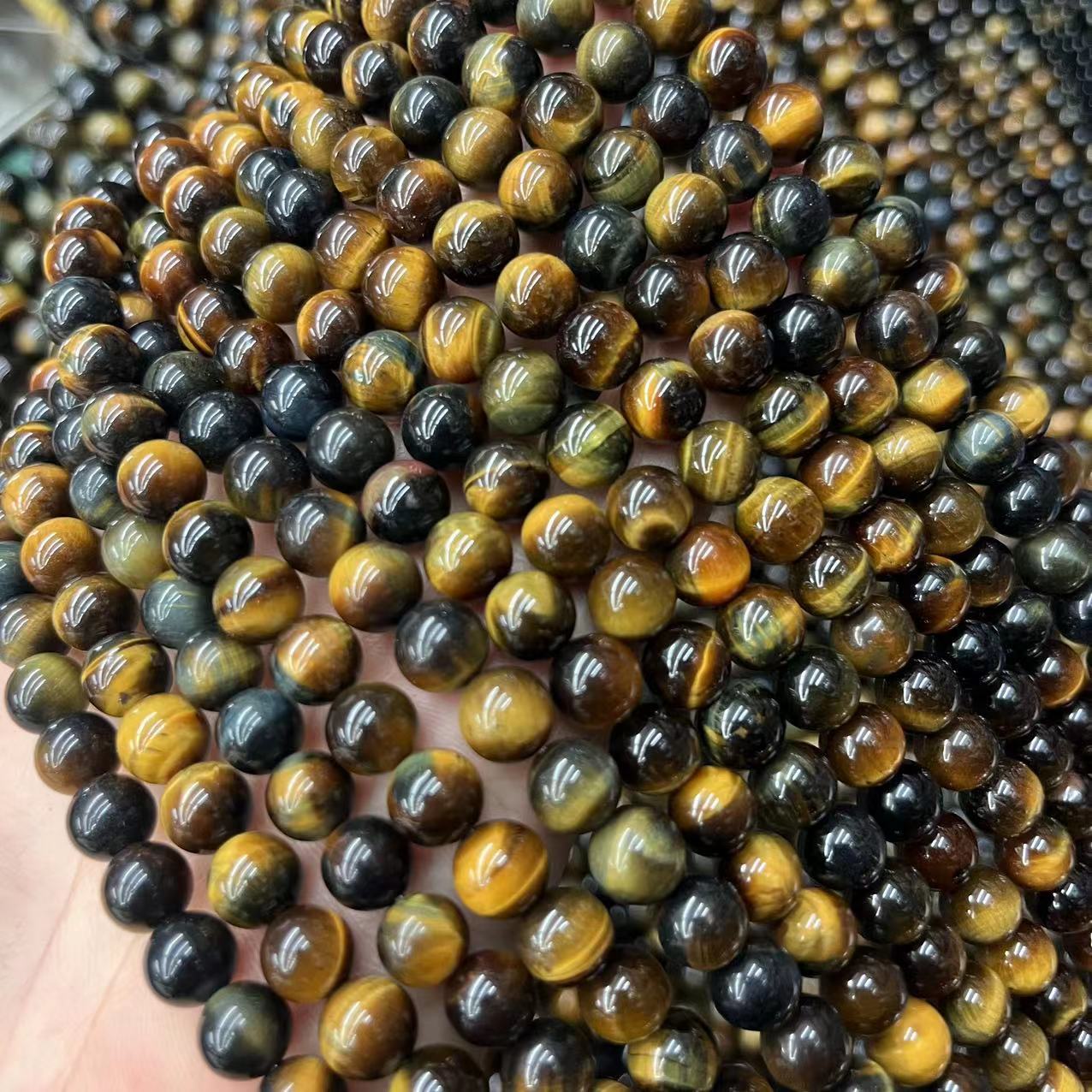 10mm 蓝虎眼石 光面圆珠 aaa级 tiger eye diy 饰品 男款手链