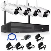 跨境监控摄像头 高清红外夜视无线监控设备4路套装WIFI网络摄像头