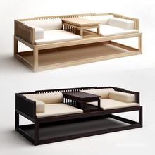 新中式罗汉床推拉床实木榆木小户型家具组合沙发床可伸缩贵妃床榻