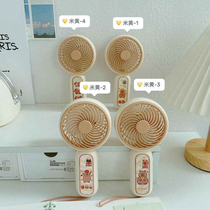 夏季卡通挂绳手持小风扇 迷你恐龙蔬菜风扇 户外便携USB充电风扇