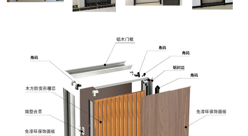 铝木门简约时尚生态免漆门窄边框静音隔音门公寓酒店办公楼门批发
