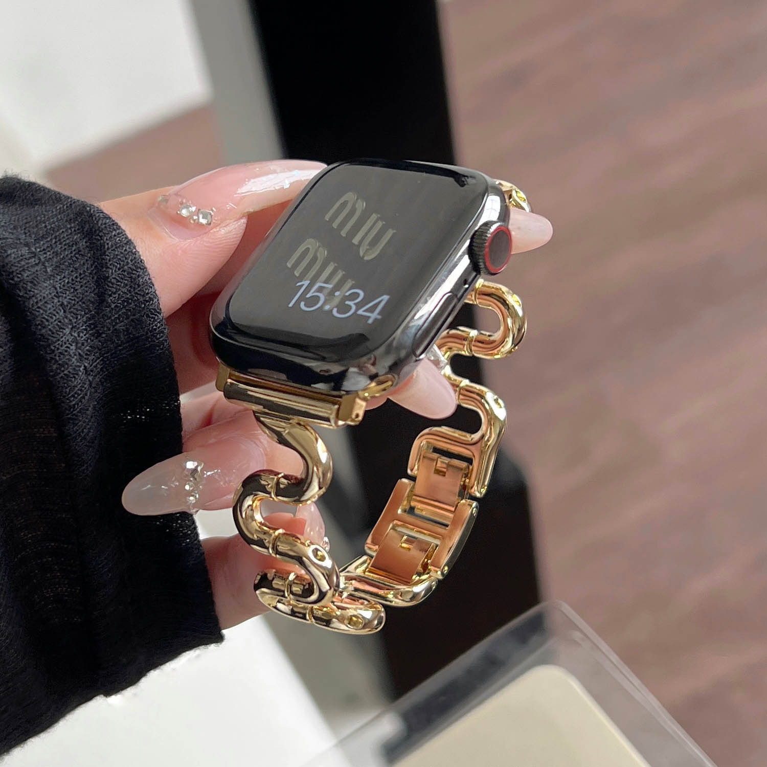 适用苹果apple watch76543代s型弯管金属表带ultra2时尚手表腕带