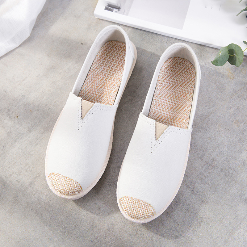 Old Beijing Cloth Shoes Women's Single-Layer Shoes Flat Lazy Fisherman 2023 New Korean Style White Shoes Casual Canvas Shoes