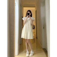 法式感初恋白色连衣裙子女气质设计感宽松显瘦小个子短裙夏季