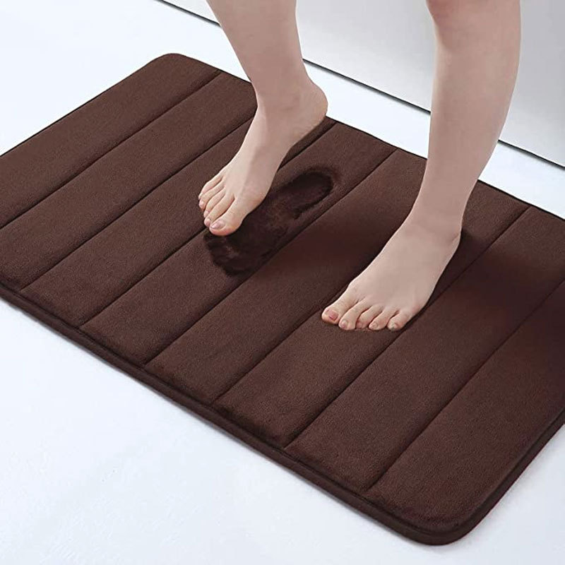 Floor Mat Thickened Sponge Flannel Coral Fleece Door Bathroom Absorbent Floor Mat Bathroom Household Non-Slip Mats