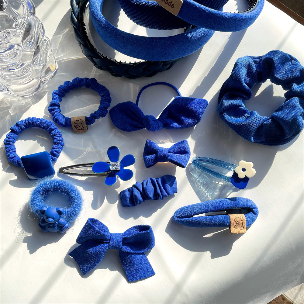 克莱因蓝发饰发箍发夹蓝色发圈发绳秋冬高级感发卡夹子头饰配饰品