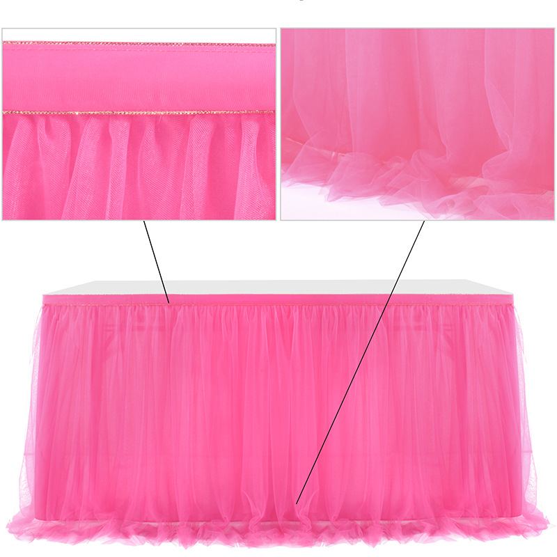 Cross-Border Party Wedding Decoration Hotel Meeting Tablecloth Wedding Mesh Table Skirt Cake Table Skirt Dessert Table Tutu Yarn