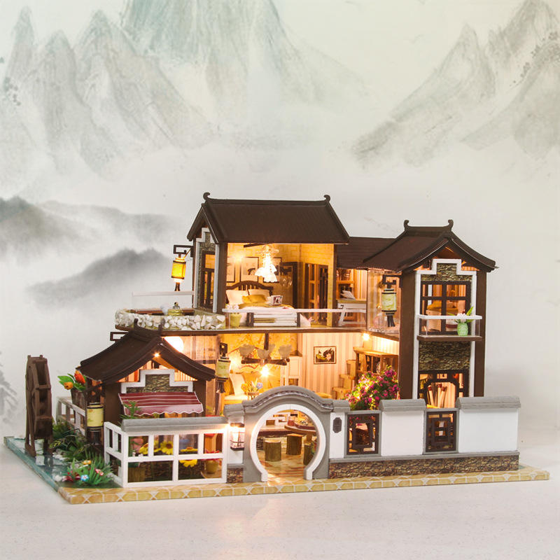 古风diy小屋娃娃屋小房子梦回古镇手工制作礼物拼装别墅房屋模型