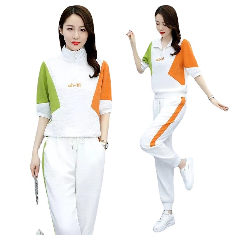 Fashion Suit Pants Women's Summer 2023 New Women's Clothing Slimming Youthful-Looking Western Style Leisure Two-Piece Set Ankle Banded Pants Suit