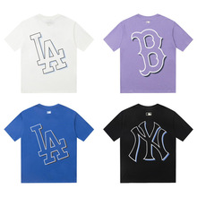 国内现货mlb新款男女夏ny镂空大标印花休闲宽松短袖t恤3atsb0433