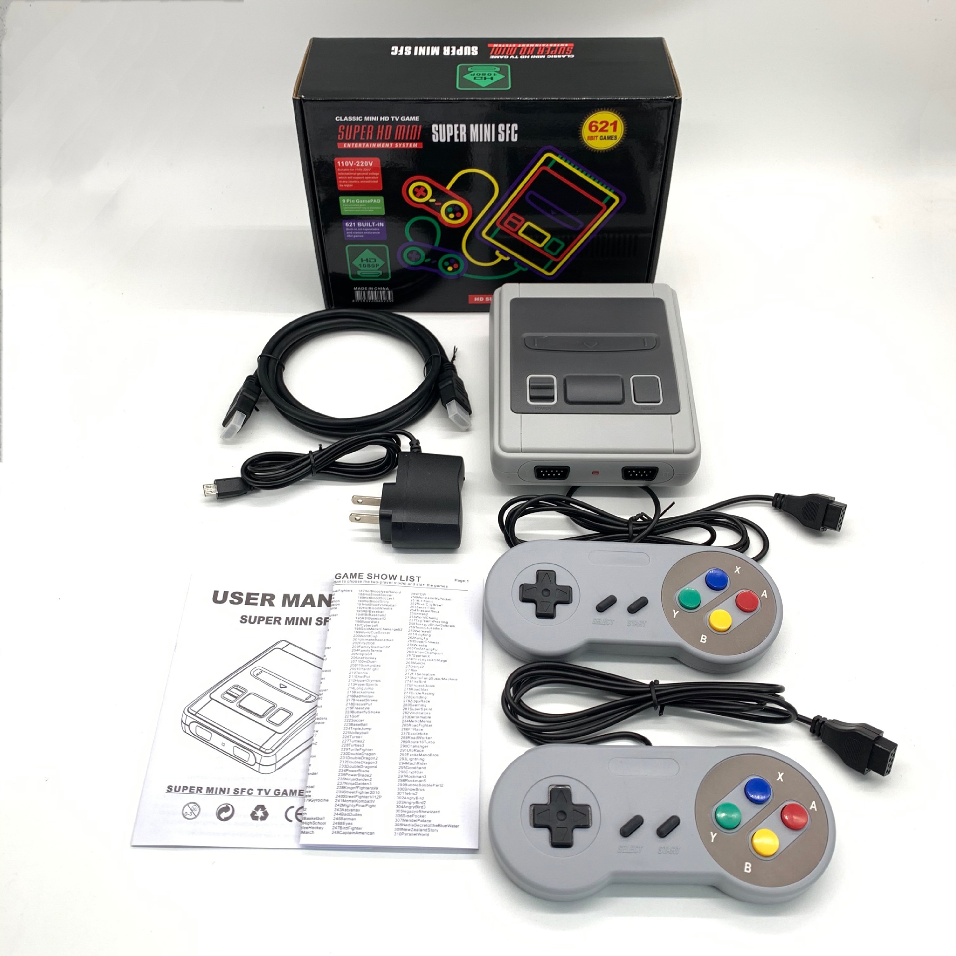 sfc621迷你游戏机snes nes hdmi高清电视红白机双人内置621款游戏
