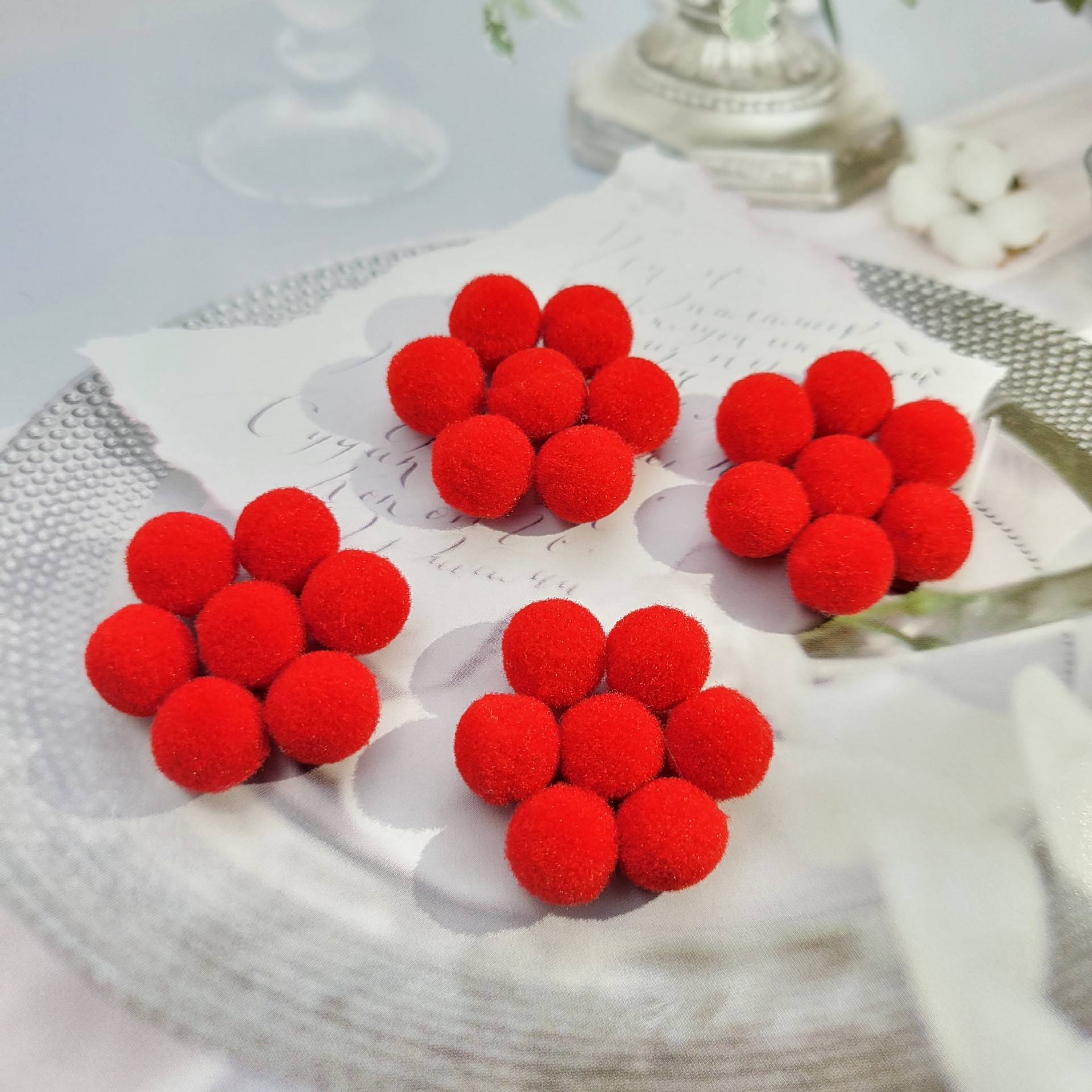 圣诞装饰高弹毛球 村上隆太阳花毛球画服装辅料毛球diy玩具