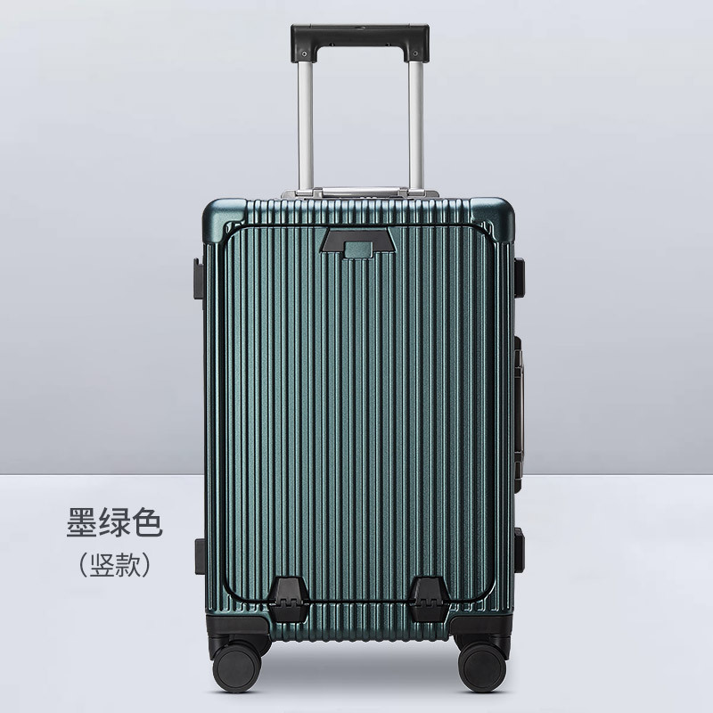 Front Open Luggage Multi-Functional Aluminum Frame Password Trolley Case Rechargeable with Cup Holder Suitcase 20-Inch Boarding Bag