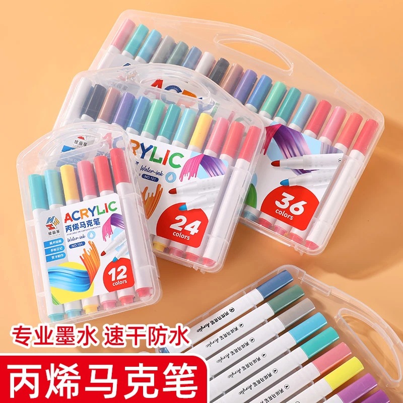 acrylic marker 12 colors 24 colors 48 colors mesh red cloth ceramic wooden painting brush waterproof marker wholesale