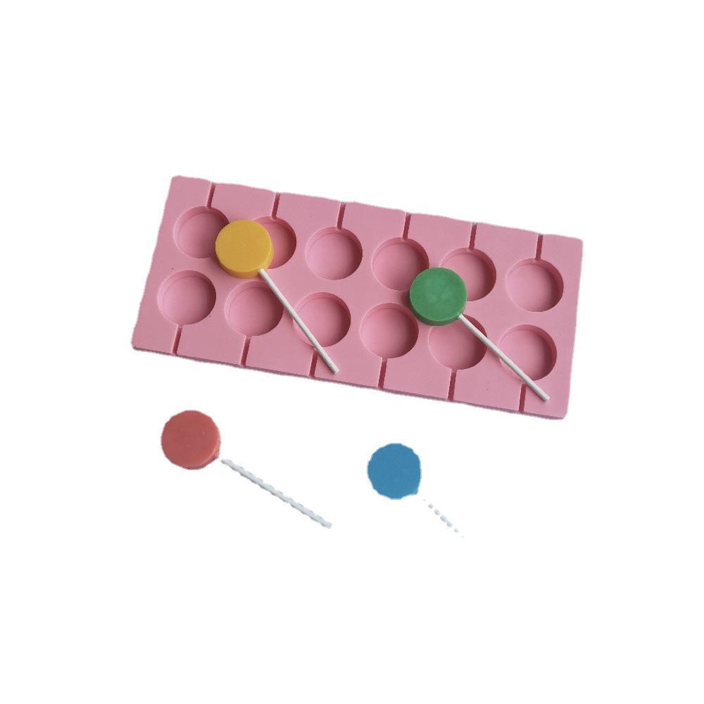 12-Piece Lollipop Silicone Mold DIY Candy Pudding Baking Mold Cake Plug-in Decorative Kitchen Utensils