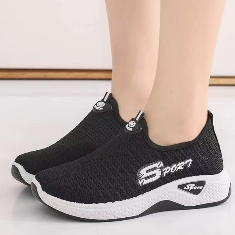 Foreign Trade in Stock Women's Fly-Knit Sneakers New Spring and Autumn Shoes Canvas Shoes Walking Shoes Women's Slip-on Single-Layer Shoes