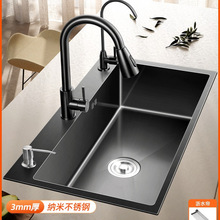 新款1566厨房洗菜盆双槽改大单槽 家用不锈钢水槽洗碗槽洗菜池