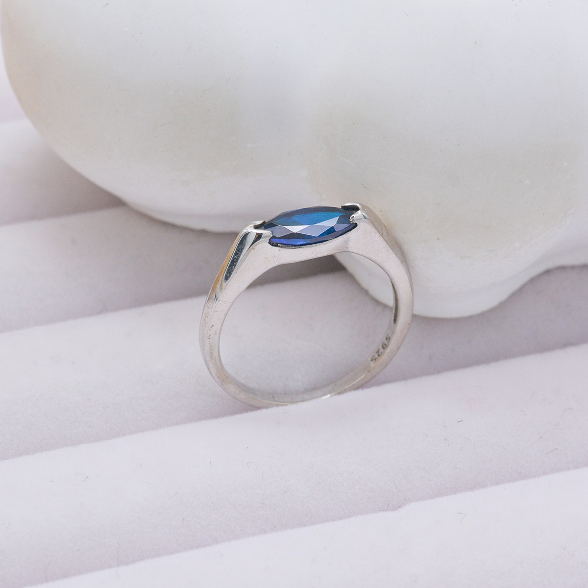 欧美亚马逊s925银时尚轻奢款式马眼形戒指轻奢时尚小众百搭饰品女