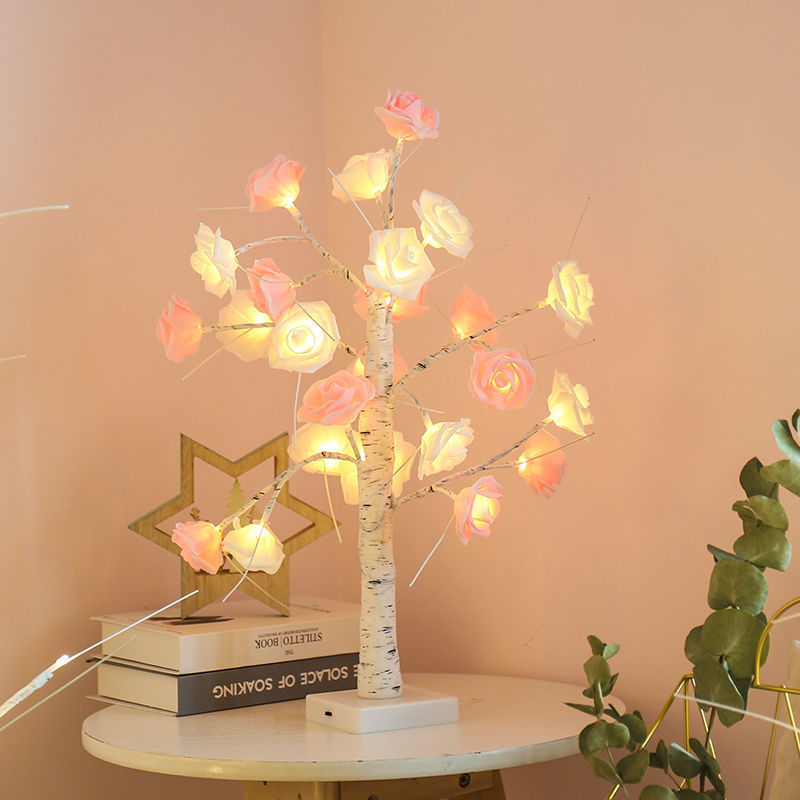 Christmas Rose Shining Led Tree Lamp Bedside Floor Lamp Living Room Internet Celebrity Bedroom Live Studio Atmosphere Decoration