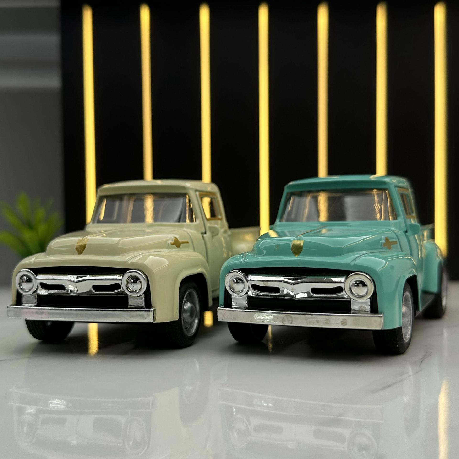 合金车模1:32复古老爷车越野皮卡回力汽车双开门模型摆件厂家直批