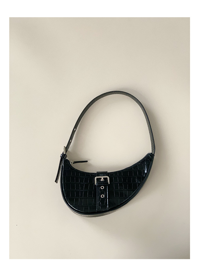 Korean Style Spring and Summer New Women's Bag Fashion Black Crocodile Pattern Shoulder Underarm Bag All-Match Fashion Handbag