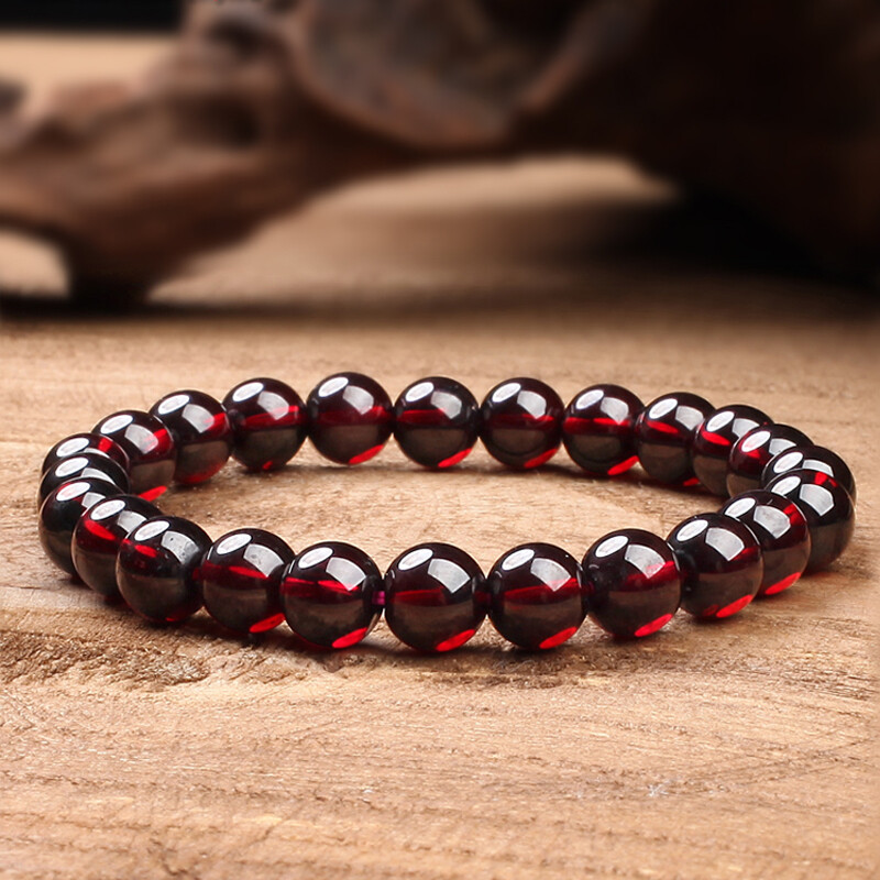 天然石榴石手链女送老婆生日礼物酒红水晶手串珠收藏级单圈-阿里巴巴