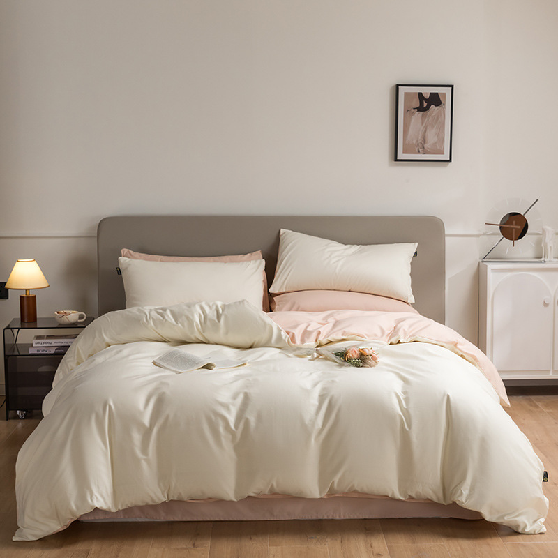 2025新款柔软60s全棉纯色双拼金标款四件套床单被套四件套床品
