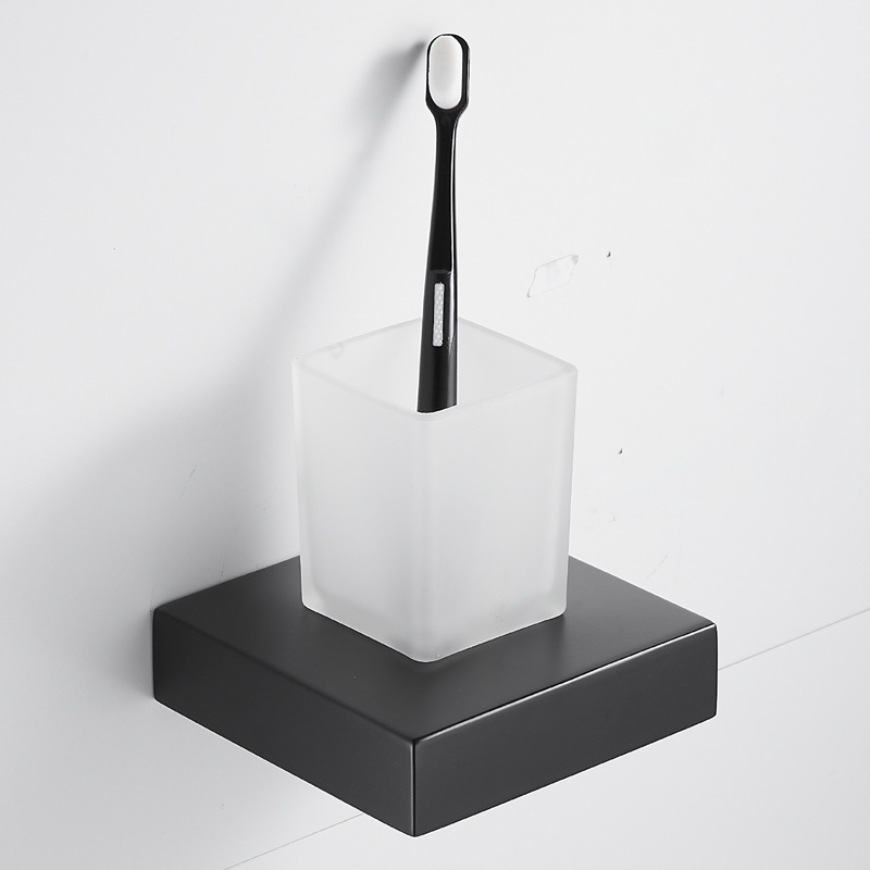 不锈钢浴室单杯架漱口杯架 卫生间牙刷杯架打孔 五金挂件套装