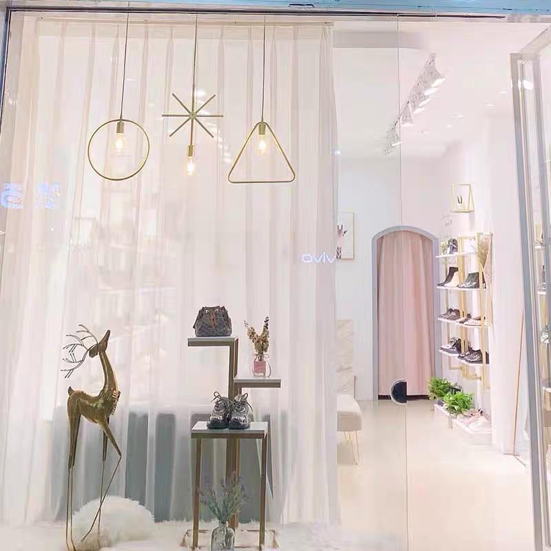 服装店橱窗百叶帘客厅橱窗半透雪纺纱帘模特窗帘