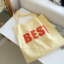 包包女韩版新款字母印花帆布包小清新百搭单肩手提包大容量购物袋