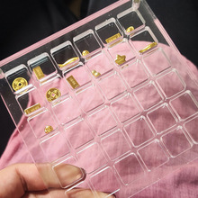 黄金收纳盒亚克力正方形透明贝壳展示盒小金豆首饰盒饰品