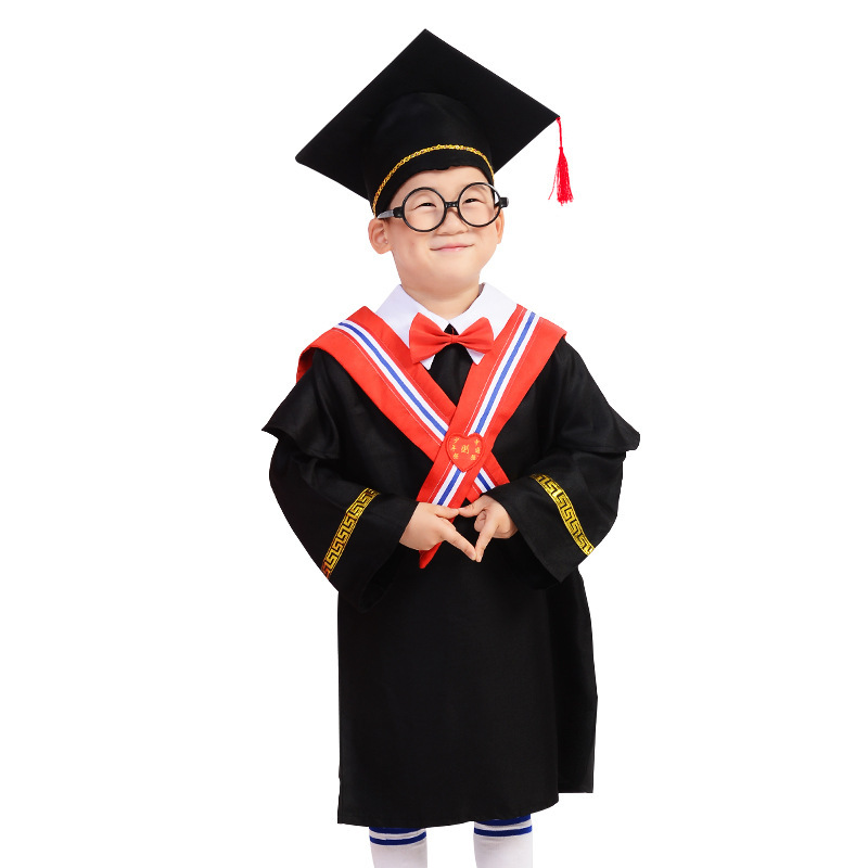 学院风宝宝博士服儿童幼儿园学士帽小学生制服毕业照礼服六一演出