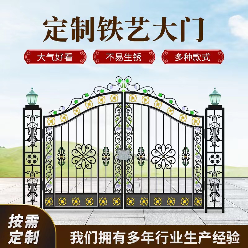 厦门市铁艺大门小区门口别墅欧式院子护栏围墙铁门家用庭院门