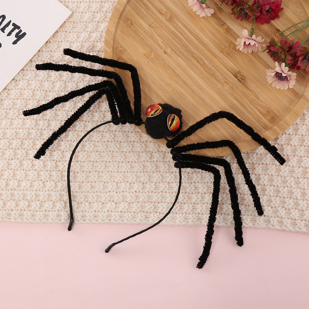 Cross-Border Halloween Spider Headdress Hair Ball Creative Funny Spider Head Performance Masquerade Dress up Headband