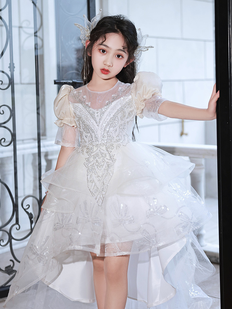 女童礼服花童婚礼小女孩婚纱花童公主裙生日主持人钢琴演出服