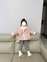 女童羊羔毛外套2023冬季新款韩版毛毛衣时尚洋气加绒加厚保暖上衣