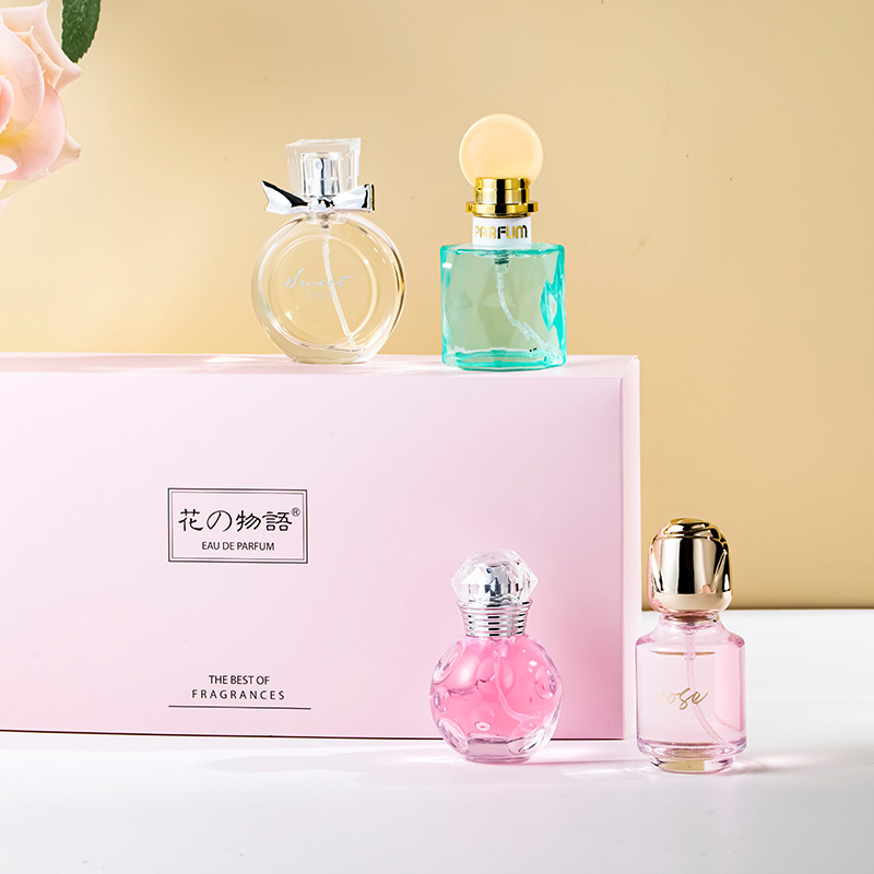 New Flower Words Perfume for Women Four-Piece Light Lasting Fragrance Student Girl Live Broadcast Box Southeast Asia