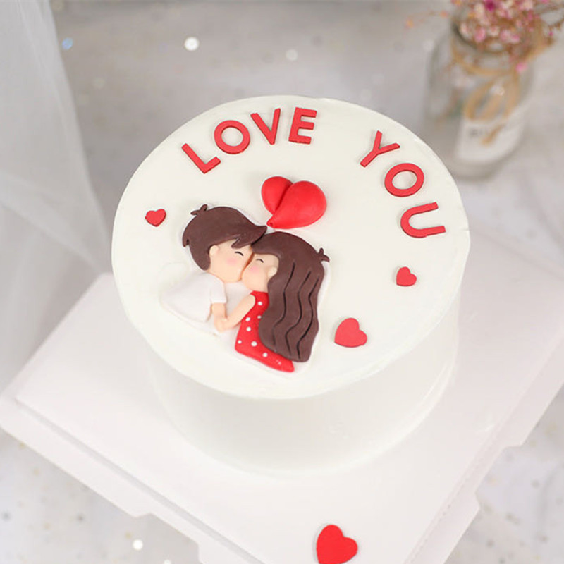 520情人节蛋糕装饰软陶情侣摆件男女孩表白插件爱心love生日插牌