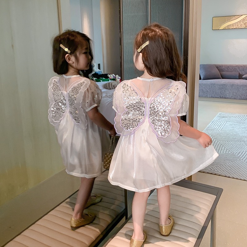 童女翅膀连衣裙夏装新款洋气仙女韩国宝宝童儿孩女公主裙子蓬蓬纱