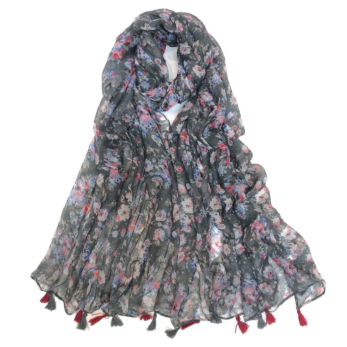 New European and American Spring Summer Fashion All-Matching Printed Tassel Scarf Shawl Exclusive for Cross-Border Factory Wholesale