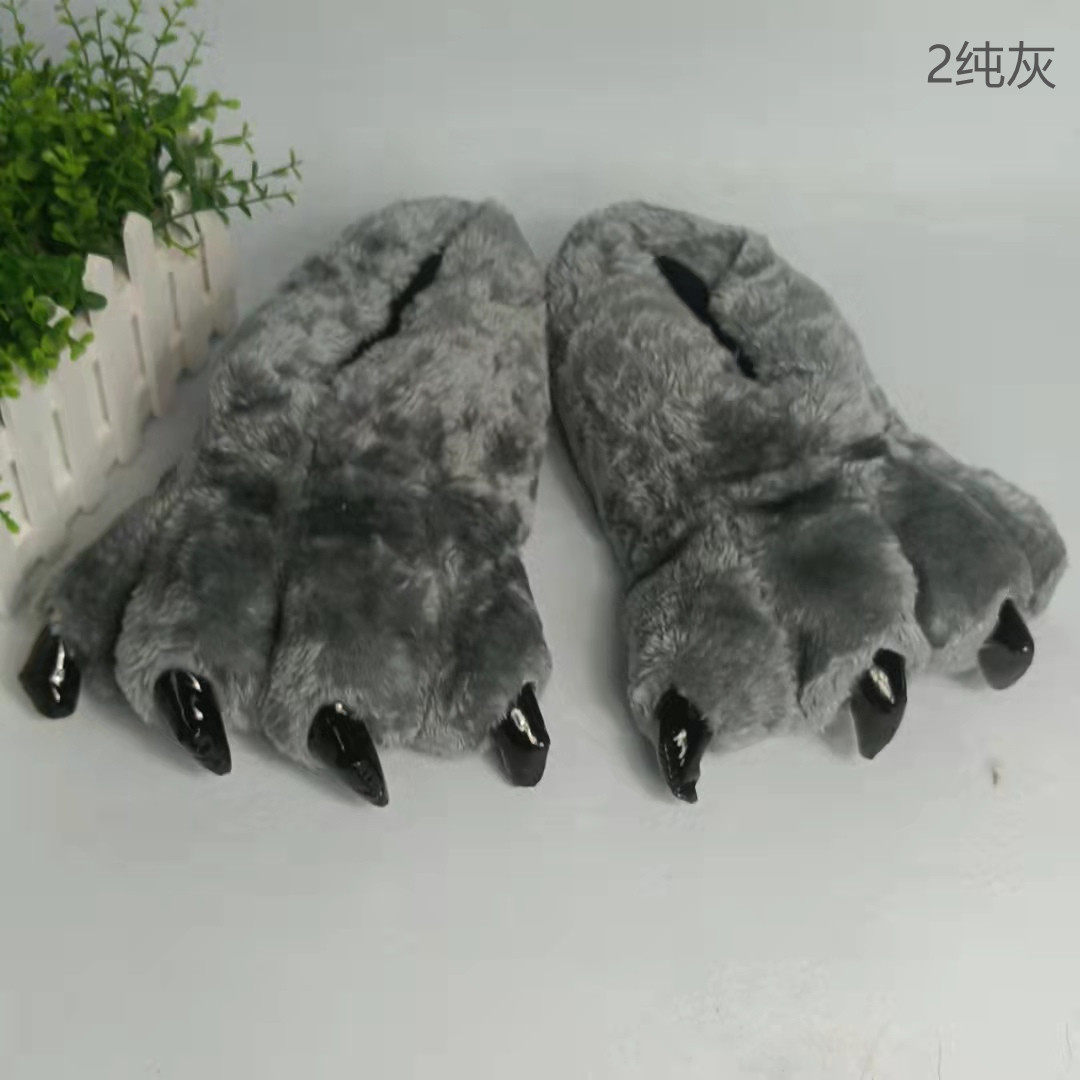 Wholesale Creative Dinosaur Paw Cotton Slippers Cartoon Couple Bag Heel Warm Shoes Men and Women Home Monster Plush Slippers