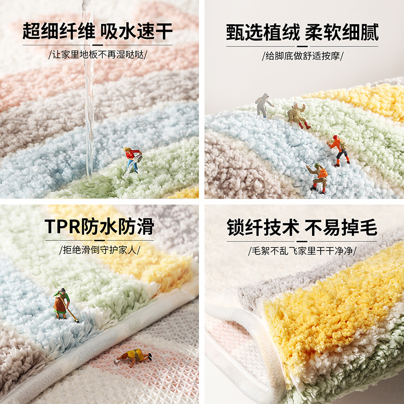 Modern Minimalist Bedroom Doormat Non-Slip Bathroom Absorbent Floor Mat Bathroom Step Mat Kitchen Waterproof and Oil-Proof Carpet