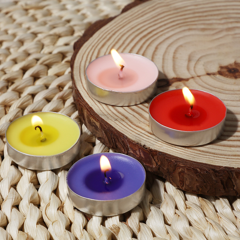 Round Tealight Valentine's Day Proposal Display Map Hotel Tea Cooking Smoke-Free Fire Paint Small Candle Cross-Border