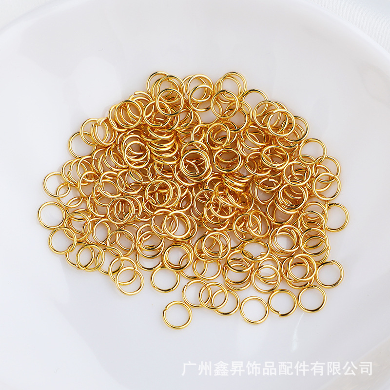 Factory Direct Sales 14K Gold-Plated Color Retention Broken Ring DIY Ornament Material round Bracelet Necklace Connecting Ring Accessories