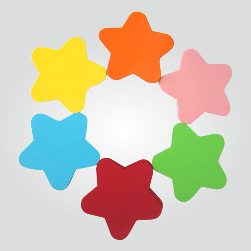 厂家直销五角星彩色卡纸 成长记录册单词成语卡手工纸 便利纸卡