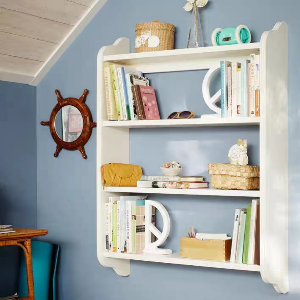 9w实木生态板书架置物架柜墙壁吊柜收纳架简约现代学生儿童挂墙书